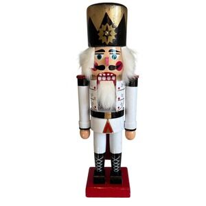 Vintage Wooden Nutcracker‎ Emperor Franz Joseph White 9.5" Hand Painted